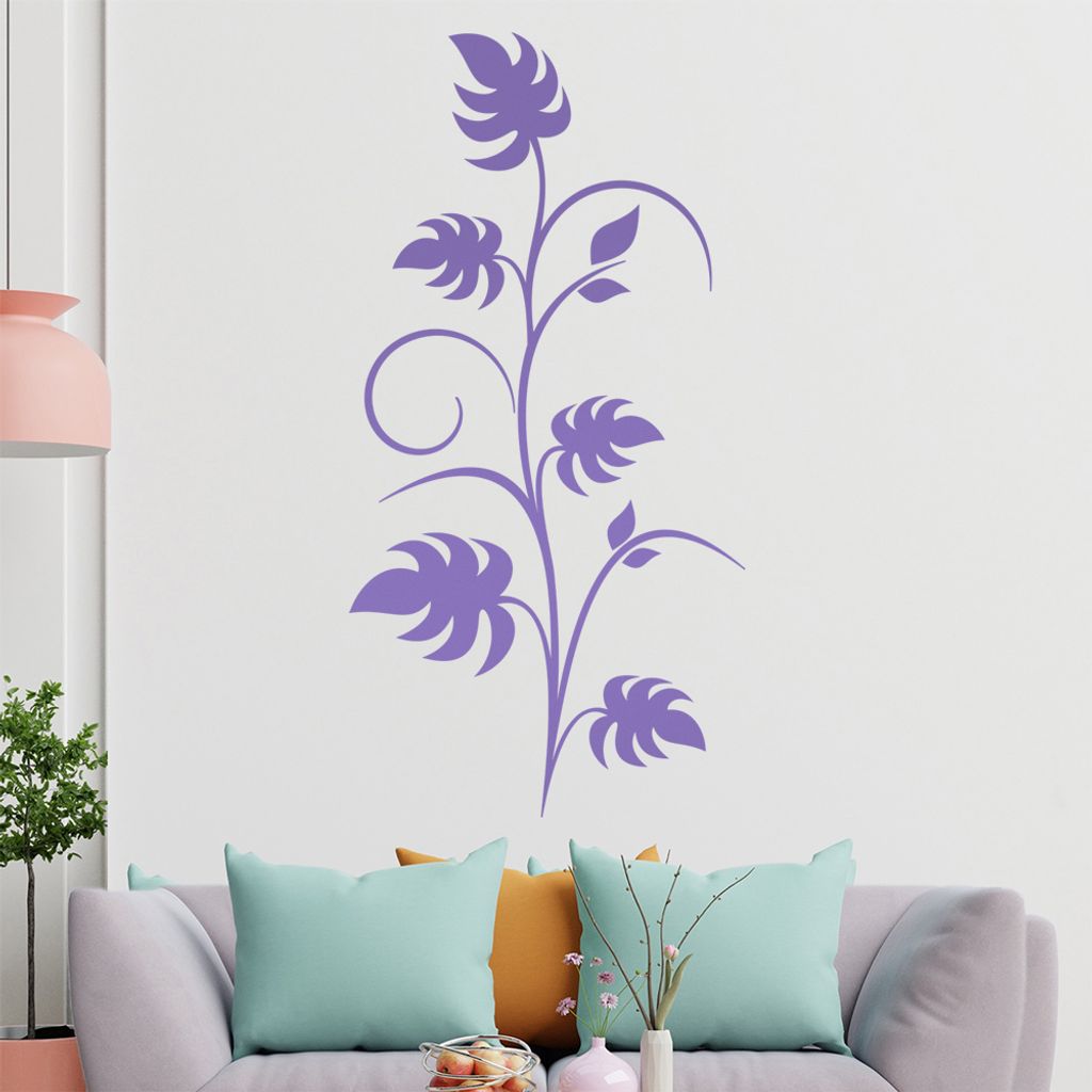 Pflanze - große Blätter - Fensterblatt Wandtattoo in 6 Größen - Wandaufkleber Wall Sticker - Dekoration, Küche, Wohnzimmer, Schlafzimmer, Bade...