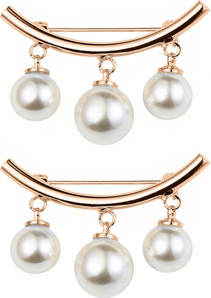 2-teilige Brosche, stilvolle, elegante Kunstperlen-Mode-Vintage-Brosche für Hochzeit-Golden