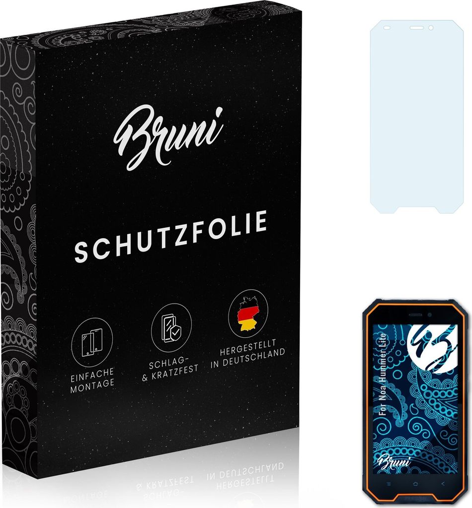 Bruni Basics-Clear 2x Schutzfolie kompatibel mit Noa Hummer Lite Folie