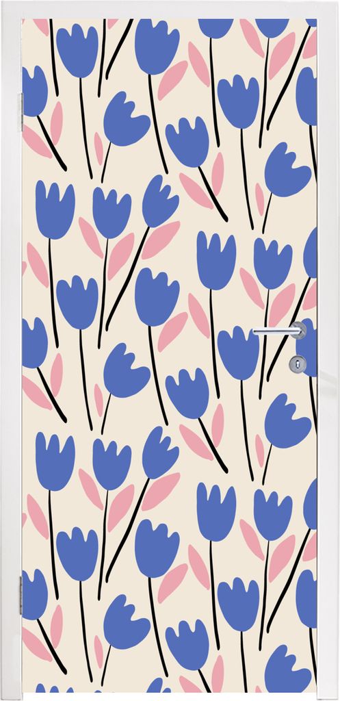 MuchoWow Türtapete Selbstklebende Türfolie Blume - Muster - Tulpe 95x235 cm Türposter Türaufkleber Klebefolie Türklebefolie - XXL-Poster - T...