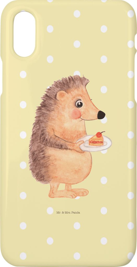 Mr. & Mrs. Panda Iphone 10 Handyhülle Igel Kuchenstück - Gelb Pastell - Geschenk, X, Einladung Party, Handy, Torte, Kuchen, Hülle, Cover, Geburt...