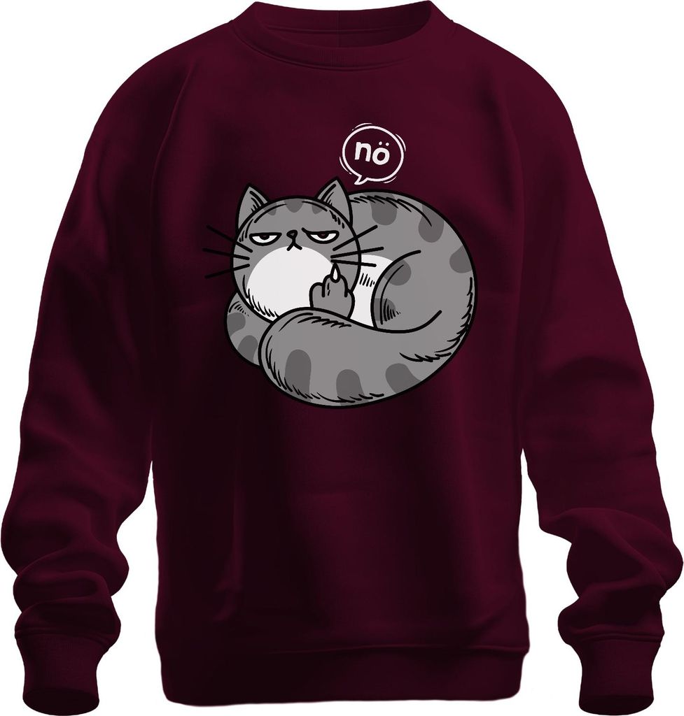 genervte katze mittelfinger nö lustig geschenk katzenfreund humor Uni Sweatshirt Pullover, Burgundy, XXL