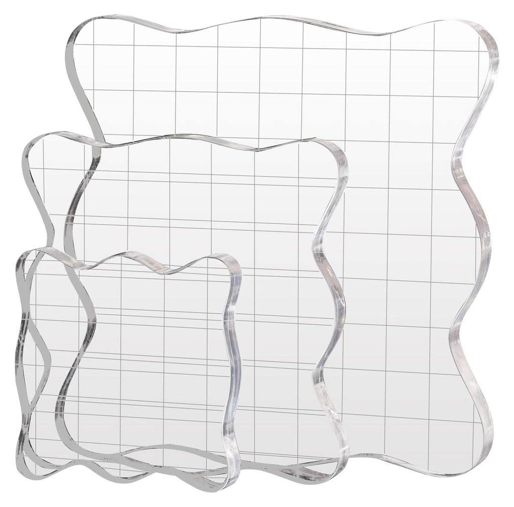 3er Set Stempelblock aus Acryl mit Gitter für Scrapbooking und Fotoalben, Transparent
