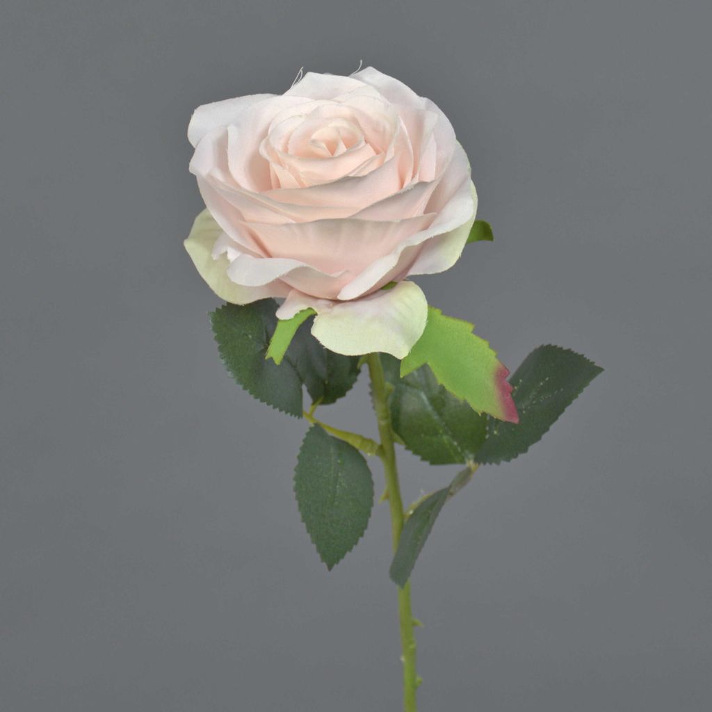 artplants.de Künstliche Rose Simony, zartrosa, Textil, 45cm, Ø 8cm - Kunstblume