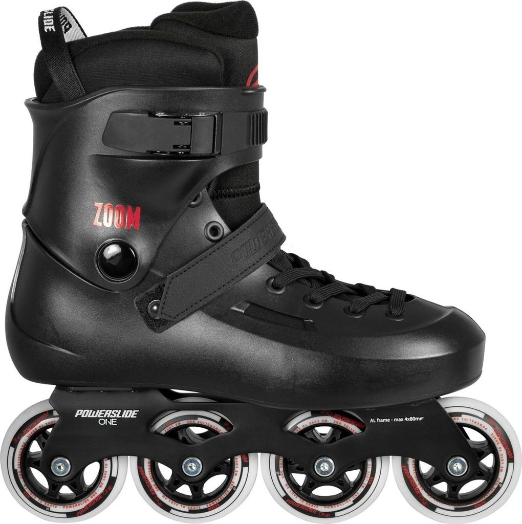 Powerslide Inline Skates Zoom Black 80, Unisex für Herren und Damen in Schwarz, 80mm/85A Rollen, ABEC 7 Kugellager, art. nr.: 880256
