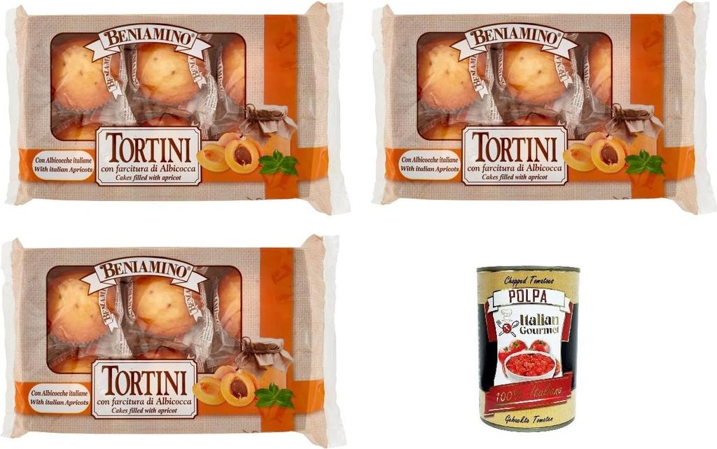 Beniamino Tortini con farcitura di Albicocca mit Aprikosenfüllung 3x 250gr + Italian Gourmet polpa 400g