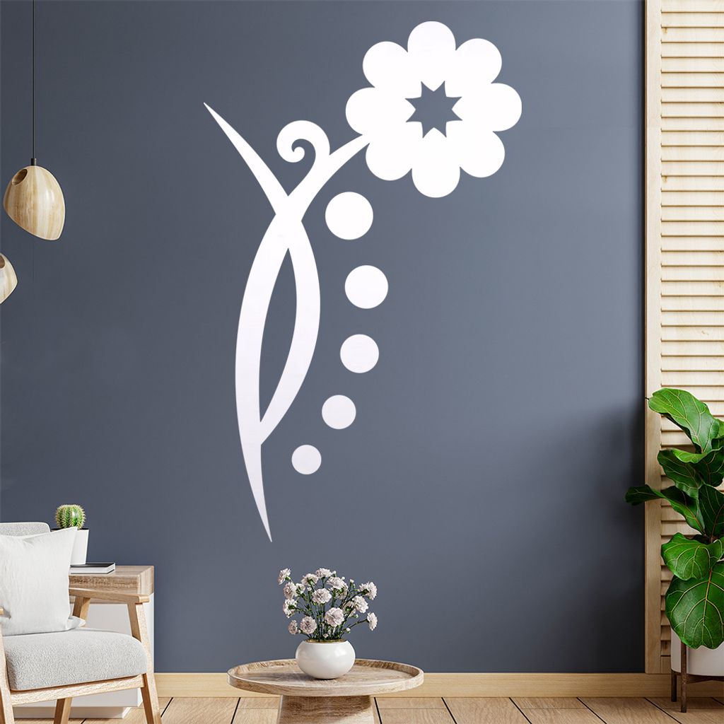 Blume - Linien Punkte Wandtattoo in 6 Größen - Wandaufkleber Wall Sticker - Dekoration, Küche, Wohnzimmer, Schlafzimmer, Badezimmer