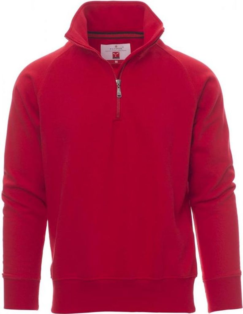 PAYPER Sweatshirt MIAMI+ Herren Troyer Stehkragen Raglanärmel - Robuster & Bequemer Pullover für Arbeit & Freizeit rot L