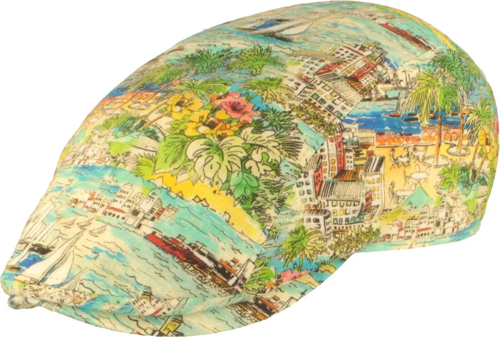 Casquette Plate Richmond en Lin Imprimé pour Homme Style Estival