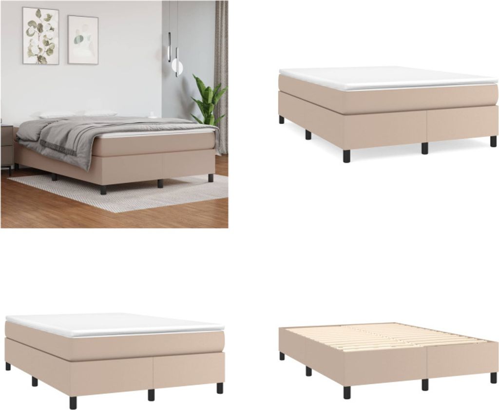 vidaXL Boxspringbett Matratze Cappuccino Braun 140x200cm Kunstleder - Boxspringbett - Boxspringbetten - Bett - Schlafzimmermöbel