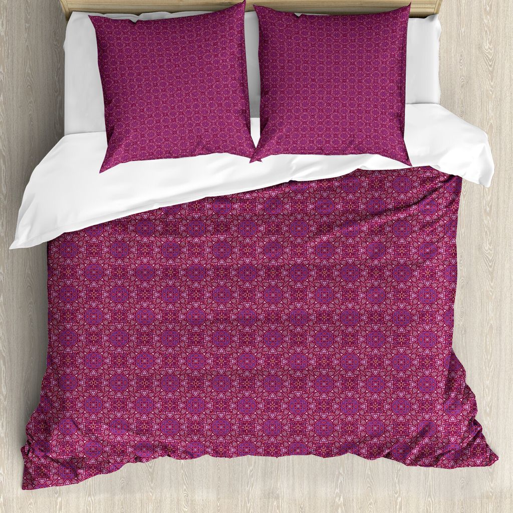 ABAKUHAUS Antique Oriental Bettbezug Set für Einzelbetten, Magenta Blumenkunst, Milbensicher Allergiker geeignet mit Kissenbezug, 155 cm x 220 cm ...
