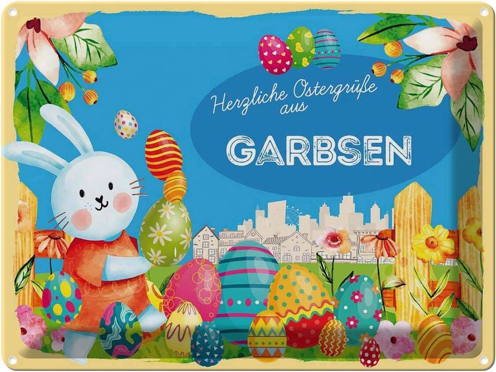 vianmo Blechschild 30x40 cm Ostern Ostergrüße GARBSEN Gruß