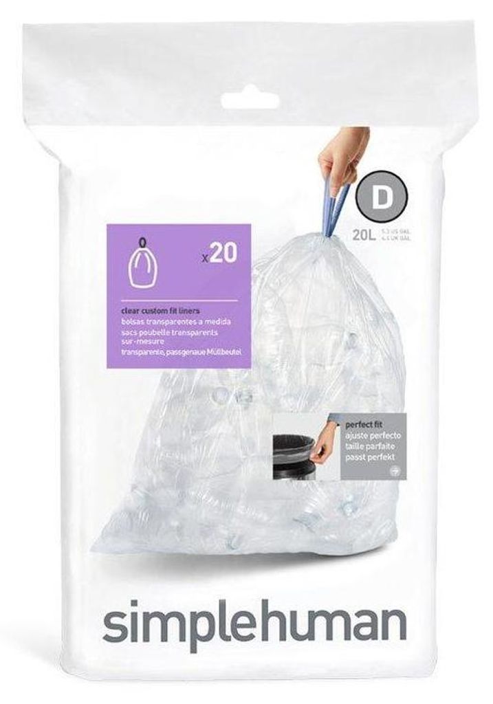 simplehuman CW0278, 20 l, Transparent, Kunststoff, 708 mm, 401 mm, 60 Stück(e)