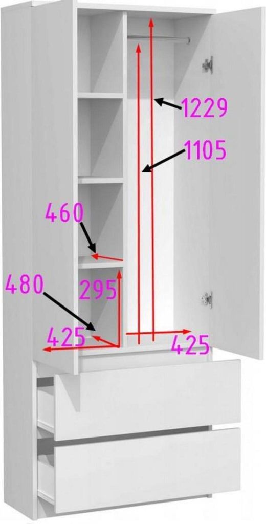 Kleiderschrank mit griffloser Front Jorn 90 cm Produktbild 6