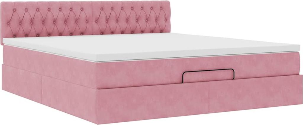 Ottoman-Bett mit Matratze Rosa 160x200 cm Samt