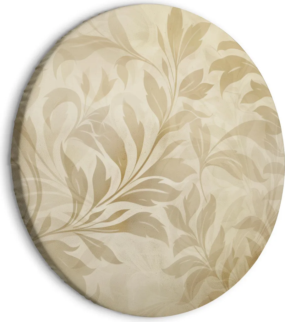 Stampa su Tela Rotonda 60x60 cm - Decorazione Botanica Foglie Sabbia