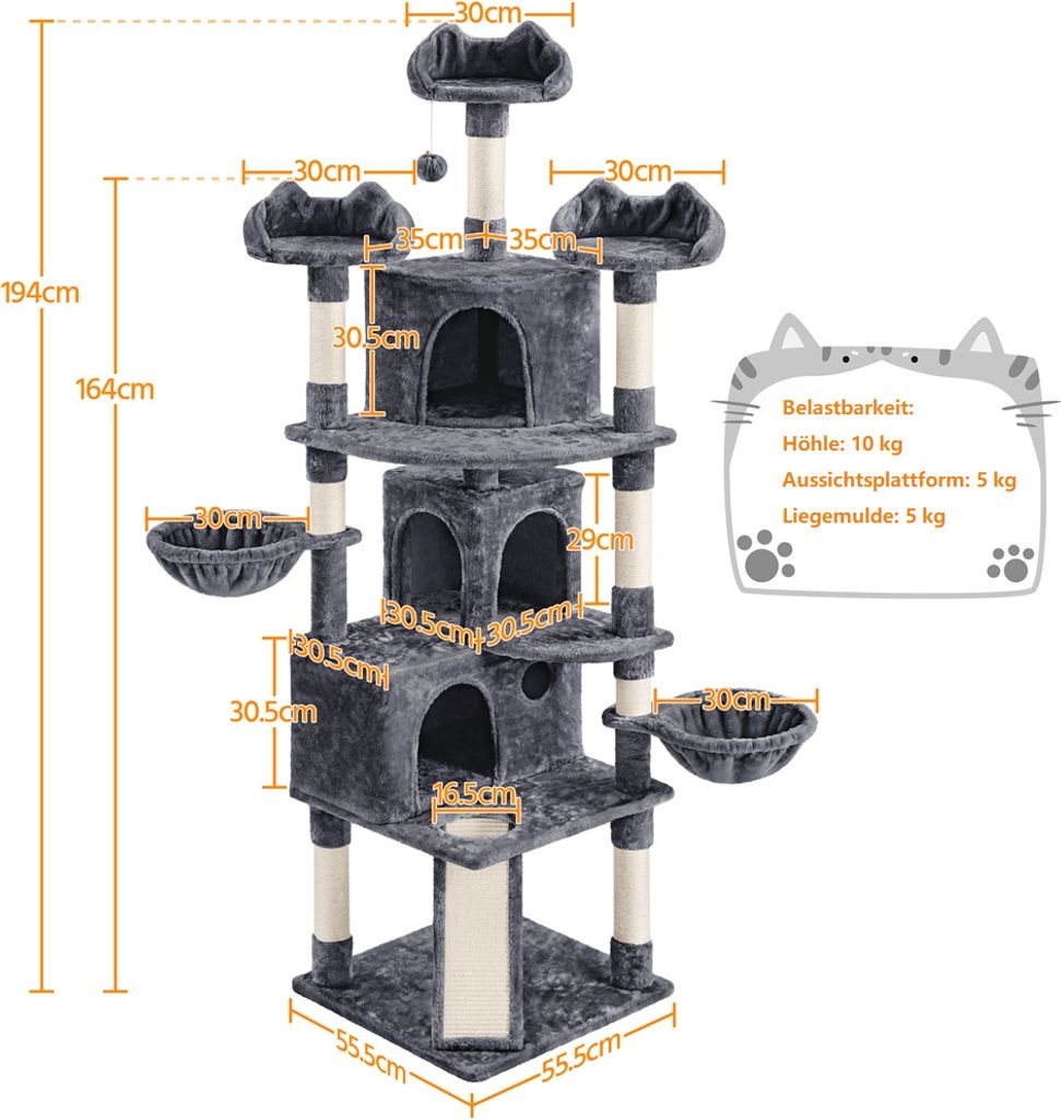 Yaheetech XXL Katzenkratzbaum  Katzenbaum Kletterbaum 194 Produktbild 3