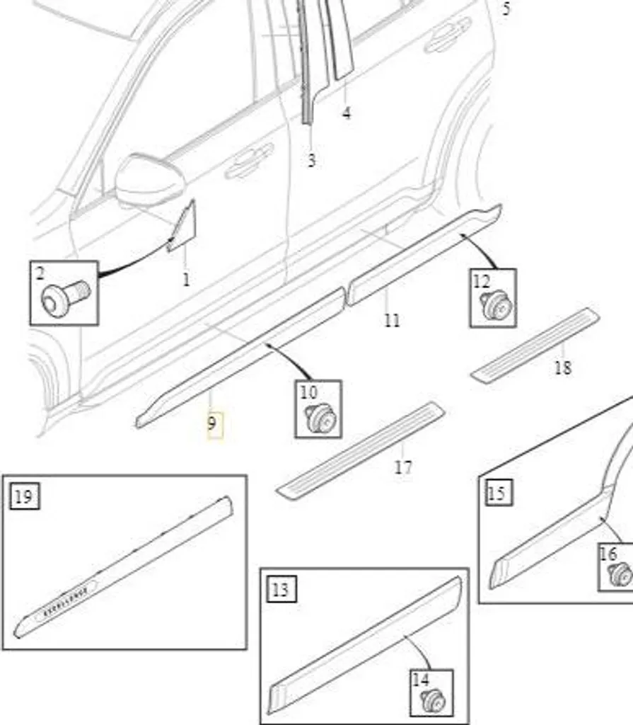 Panneau de porte chromé pour Volvo XC90 II avec finition OE luxe