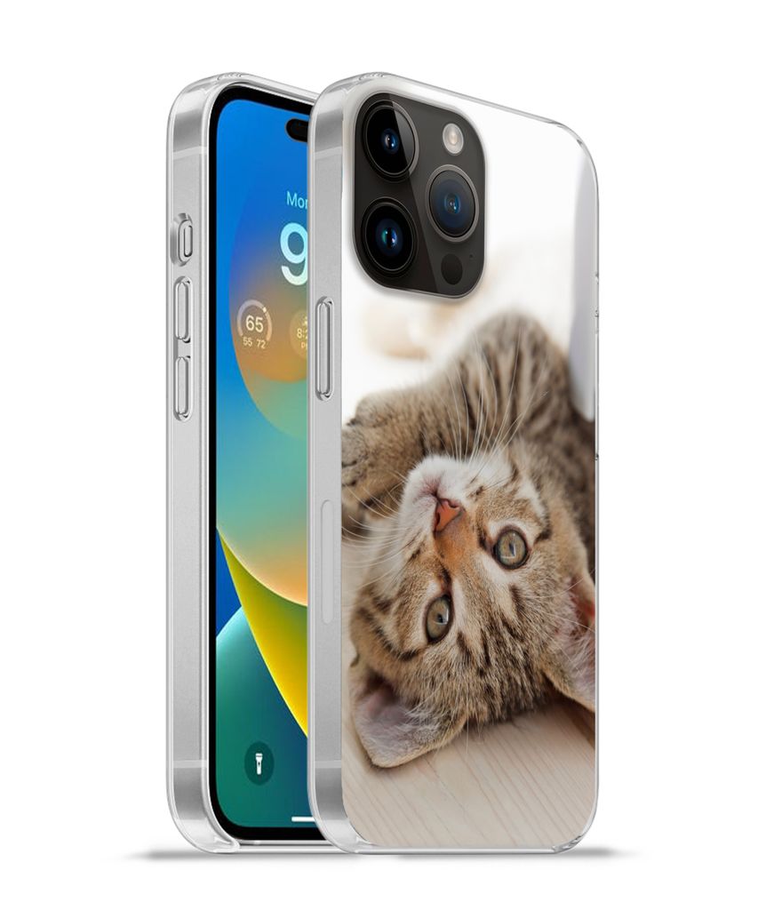 MuchoWow Handyhülle Schutzhülle Hülle für Apple iPhone 14 Pro Max Kätzchen - Sonne - Braun - Mädchen - Kinder - Jungen - Kind Silikon Softc...