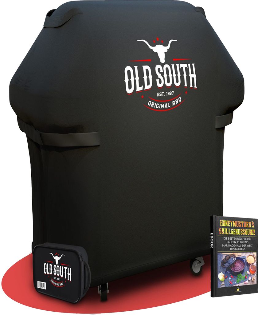 Old South - Grillabdeckung Wetterfest - Schwarz (80 x 70 x 115 cm) - Grill Abdeckhaube für Weber, Napoleon, Brinkmann, Char Broil Gasgrill