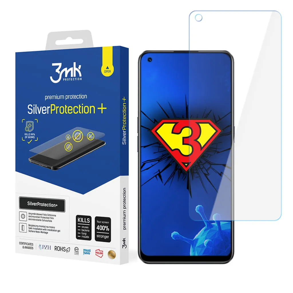 Pellicola 3mk SilverProtection+ per Realme 9 4G | Protezione Antimicrobica - 4