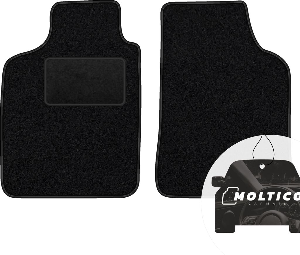 moto-MOLTICO Vorne Fußmatten Auto Velours Autoteppiche Schwarz Automatten Set 2-teilig passend für Fiat Uno 1989-2002