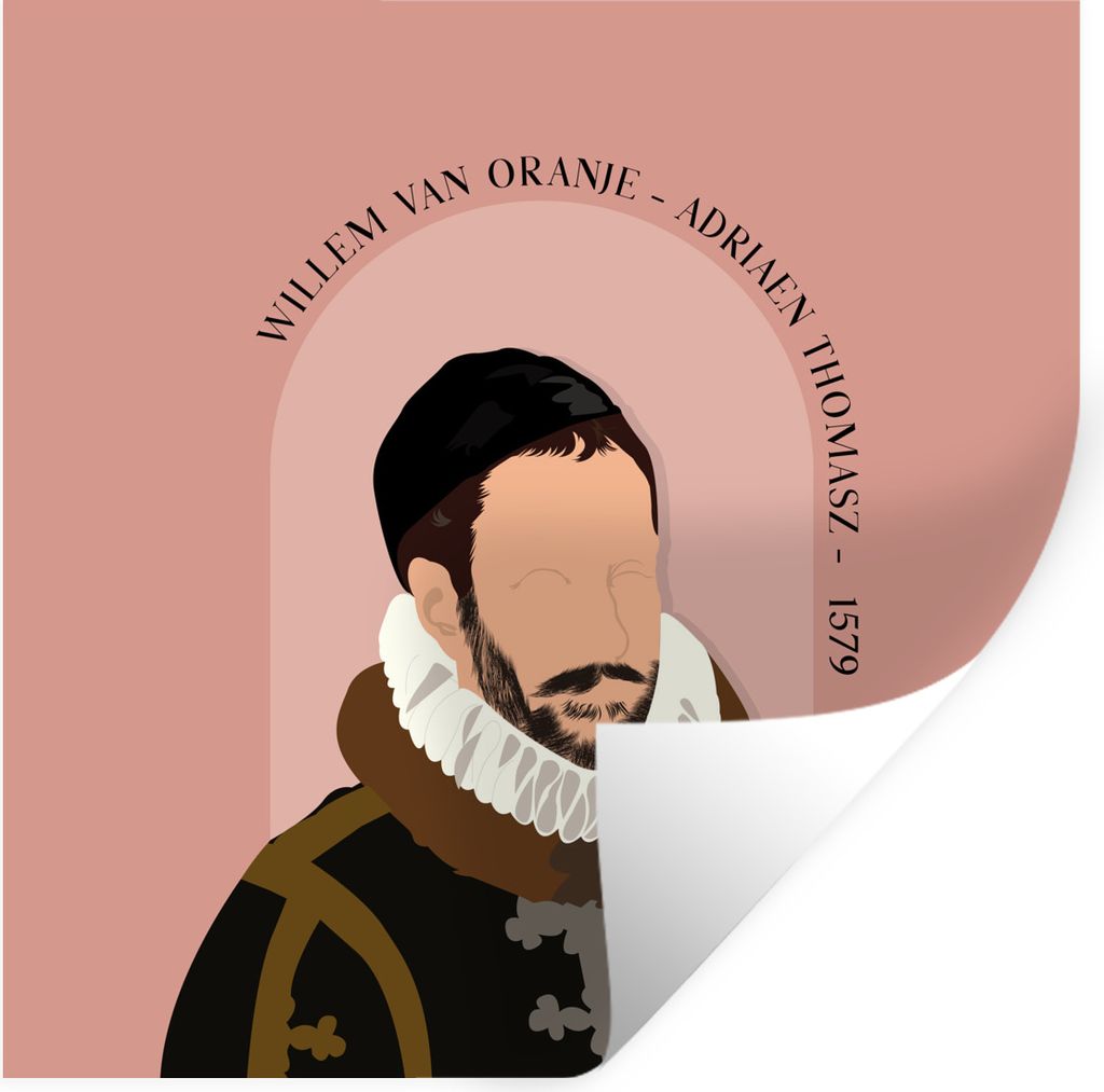 MuchoWow Wandtattoo Wandsticker Wandaufkleber Pastell - Wilhelm von Oranien - Rosa - Alte Meister 100x100 cm Selbstklebend und Repositionierbar -...