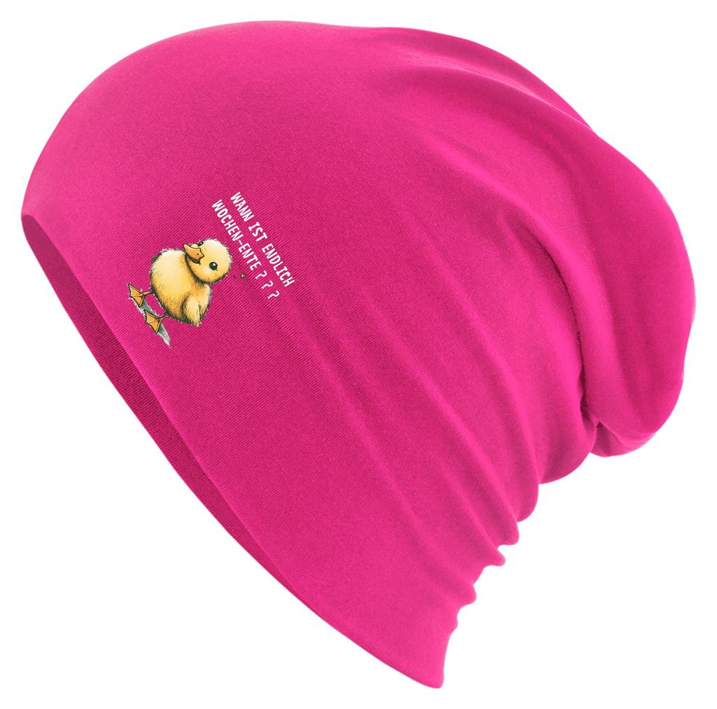 Huuraa Beanie Endlich Wochen-Ente Wochenende Fuchsia One Size Baumwolle und Elasthan Mütze Geschenkidee