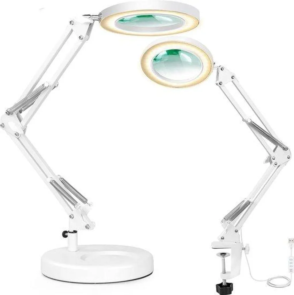 Loupe de bureau éclairante contre la fatigue oculaire bras mobile