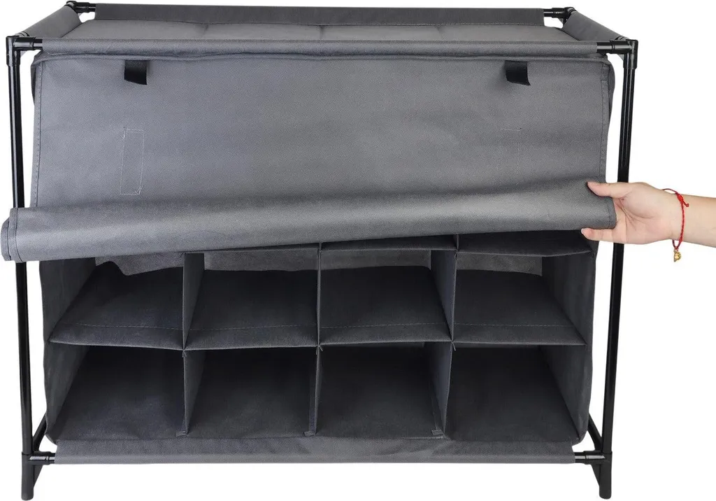 Étagère à chaussures pliable en tissu 16 compartiments pour le camping