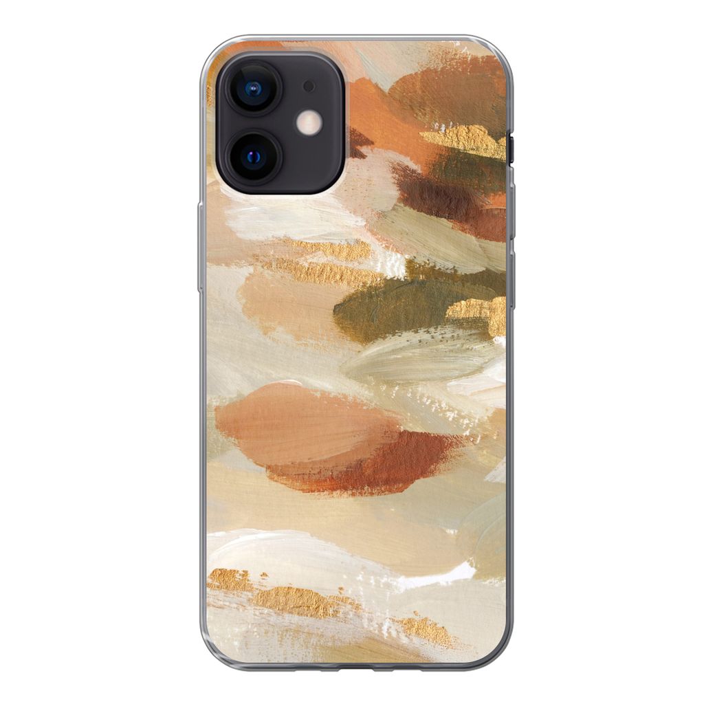MuchoWow Handyhülle Schutzhülle Hülle für iPhone 12 Farbe - Gold - Braun Silikon Softcase Handy Hülle - Schutzhülle