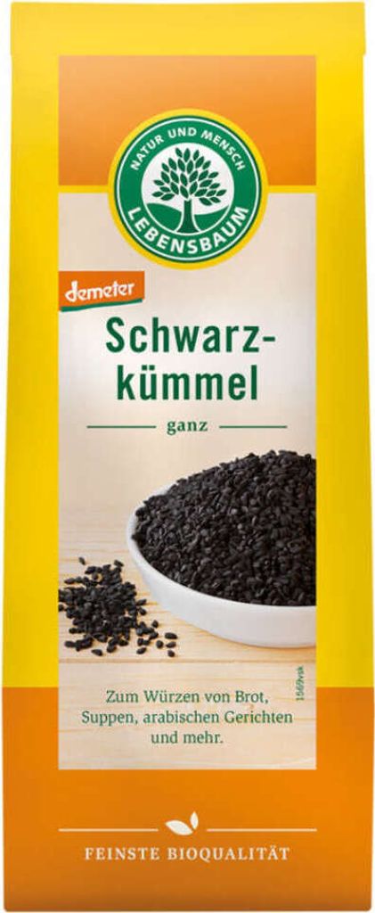 A package of Lebensbaum Schwarzkümmel (black cumin) seeds.