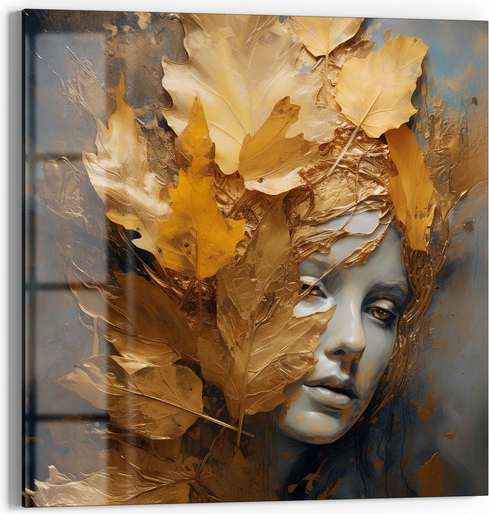 DEQOART Magnettafel Glas 50x50 cm 'Herbstliche Muse' beschreibbar Whiteboard Küche