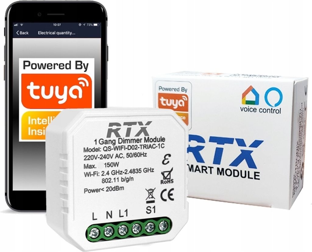 TUYA WLAN-Dimmer-Lichtsteuerung für Unterputzmontage Produktbild 