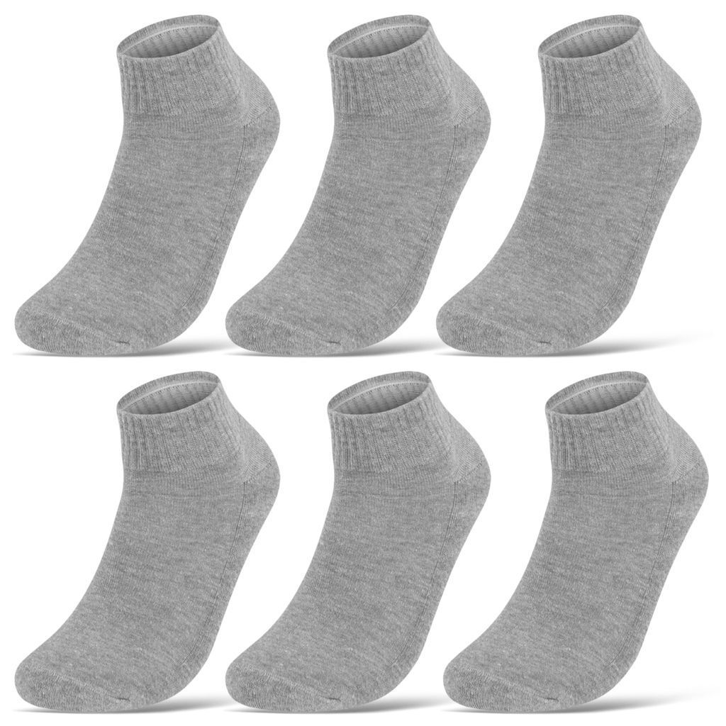 Sport Sneaker Socken Herren Damen Sportsocken Frotteesohle Baumwolle Quarter Halbsocken - 16200 Grau 43-46 6 Paar
