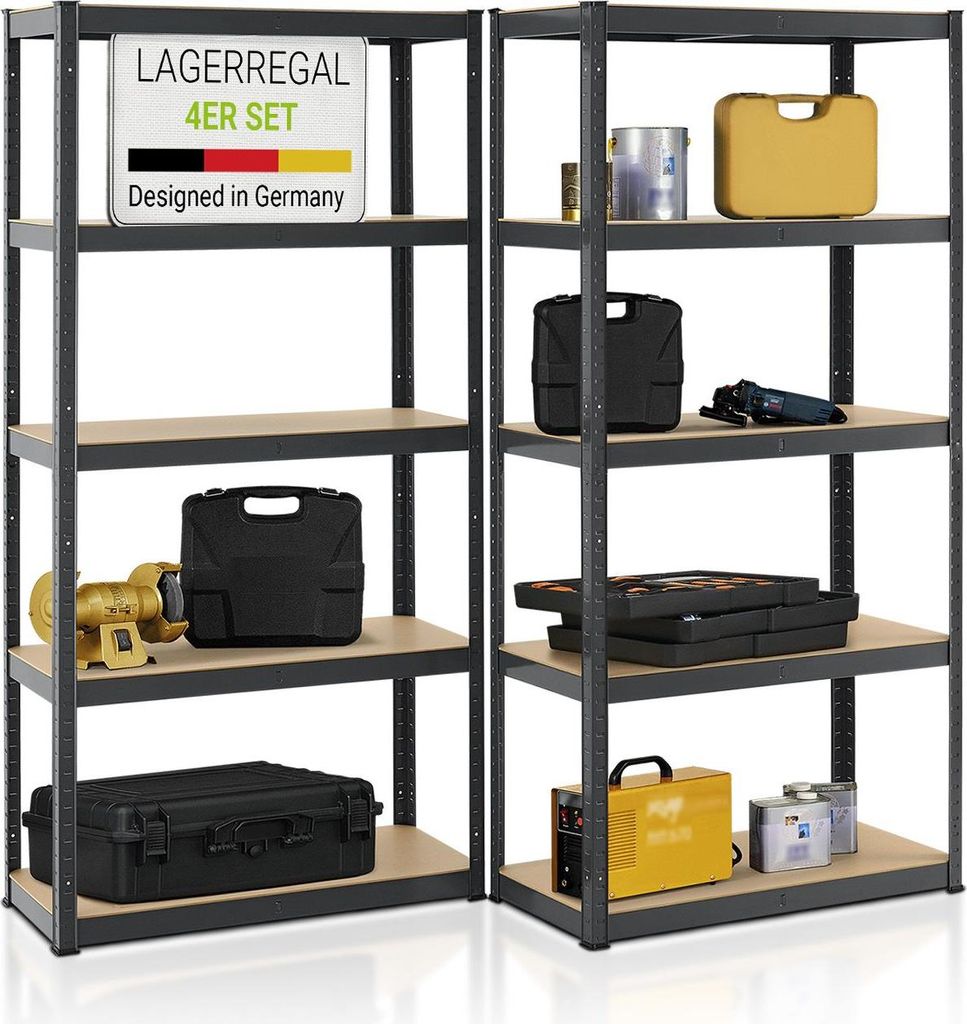 Juskys Lagerregal Basic 4er Set 180x90x40 cm - max. 3500 kg Produktbild 