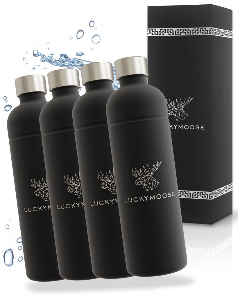 Luckymoose Infinity Flasche 1,25L für Aarke Carbonator 3, Philips GoZero & Brita SodaOne Wassersprudler - Spülmaschinenfeste Edelstahlflasche