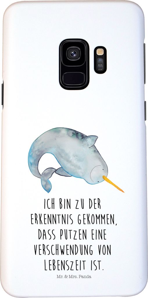 Mr. & Mrs. Panda Samsung Galaxy S9 Handyhülle Narwal - Weiß - Geschenk, Smartphone Hülle, Handy Schutzhülle, Wal, Aufräumen, Kinderzimmer, Put...