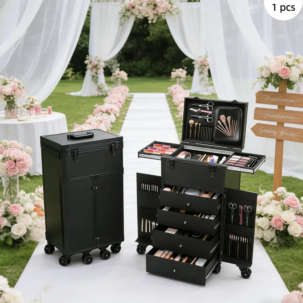 Trolley cosmétique professionnel à 4 tiroirs et 6 roues multidirection