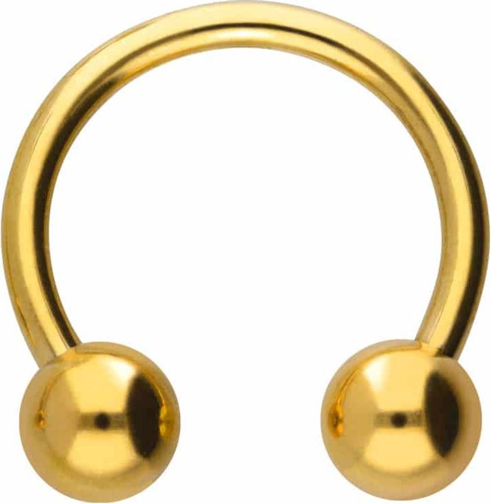 Ohrpiercing, Nasenpiercing, Septum Piercing Titan Hufeisenring mit Innengewinde Gold Innendurchmesser: 12mm + Stabstärke: 1,6mm