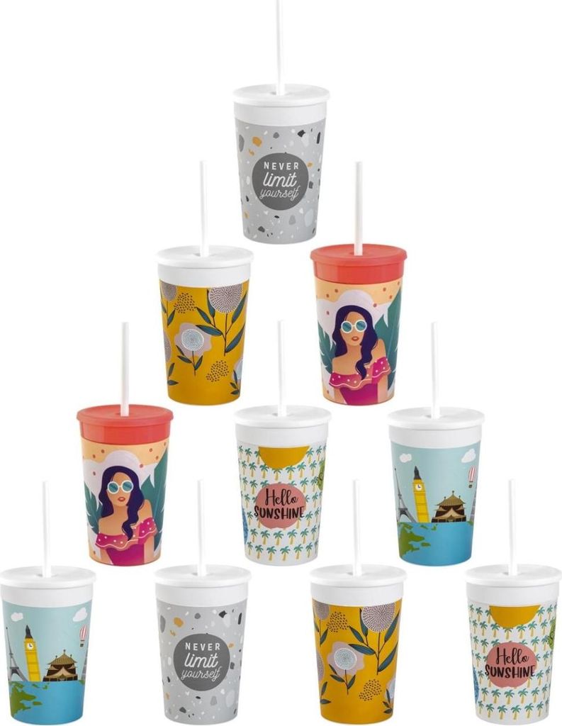 Gariella 10 x Kinderbecher mit Deckel Mix