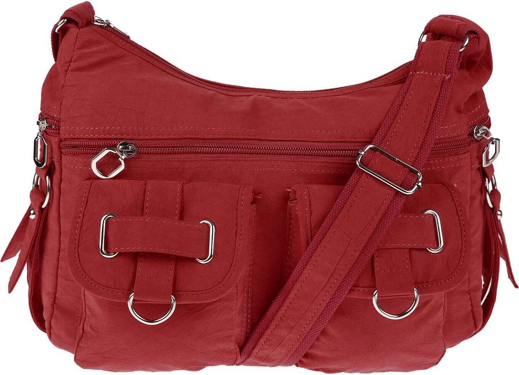 Damenhandtasche Schultertasche Tasche Umhängetasche Canvas Shopper Crossover Bag Rot
