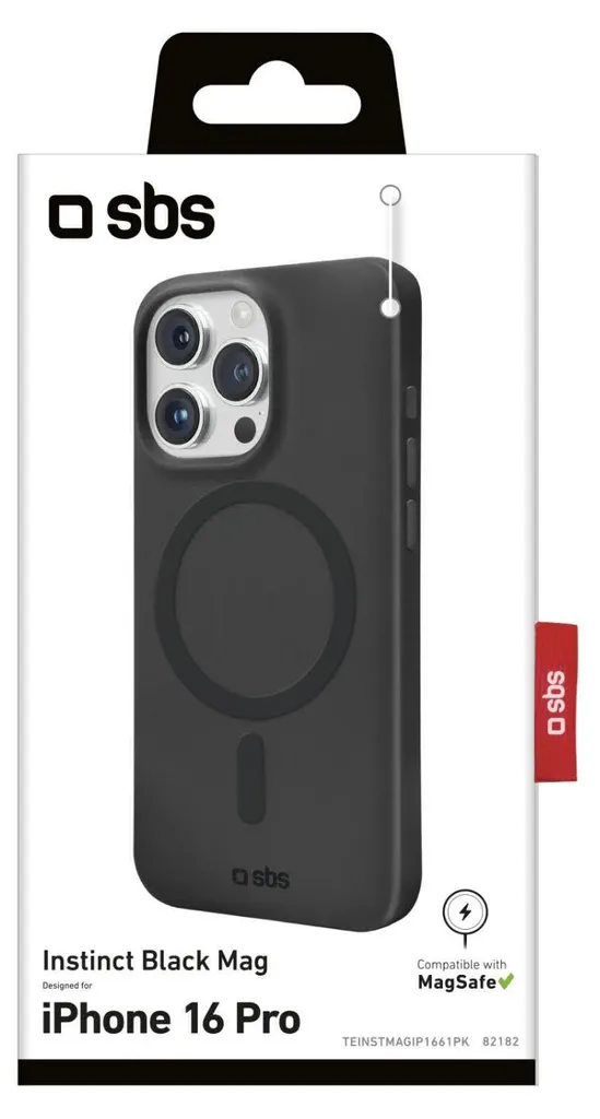 Étui iPhone 16 Pro SBS Instinct Mag Noir - Finition Soft-Touch Slim - 3