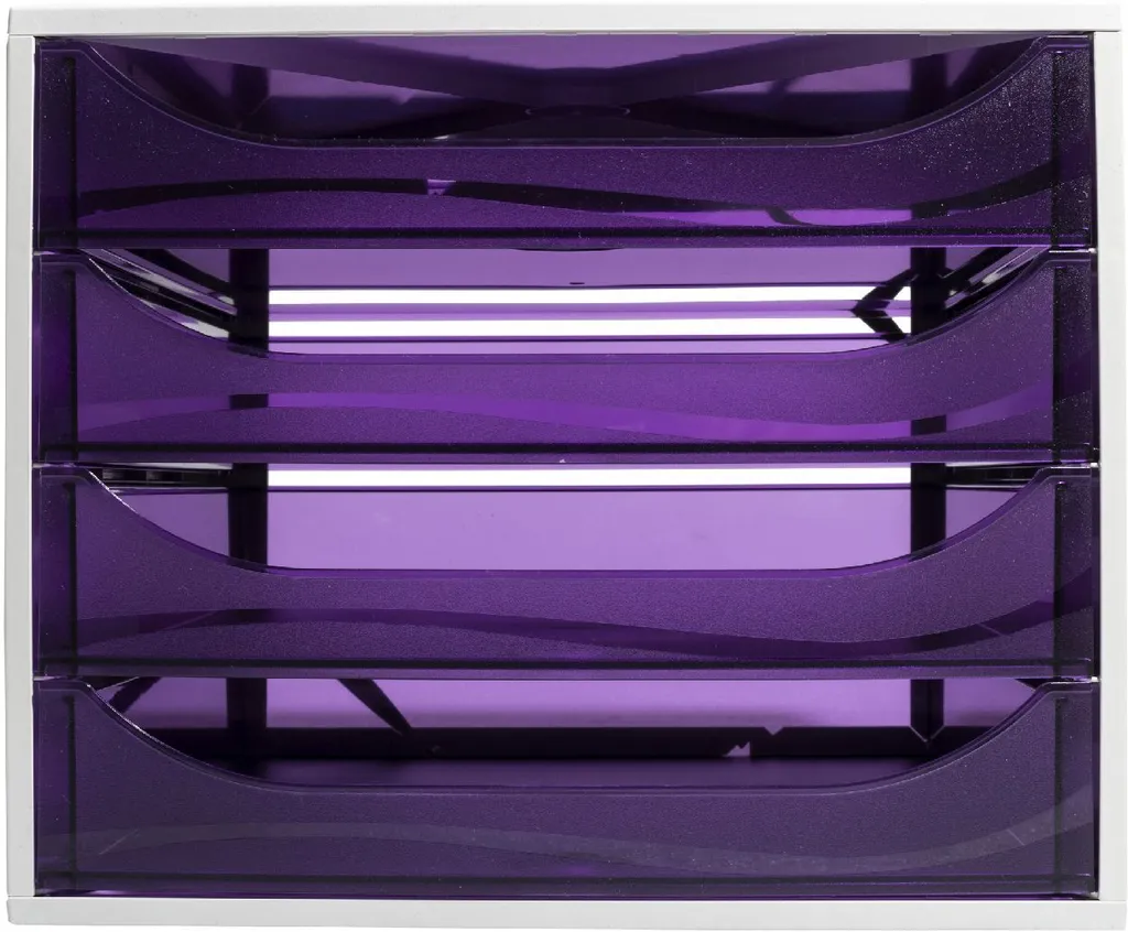Exacompta 228619D Cassettiera ECOBOX 4 cassetti viola