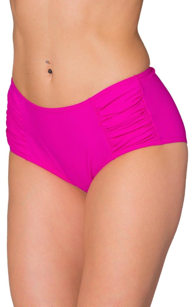 Aquarti Damen Bikinihose Hotpants mit seitlichen Raffungen, Farbe: Pink, Größe: 40
