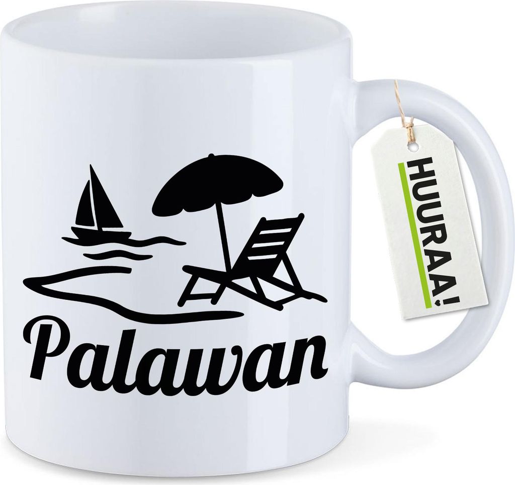 Huuraa Kaffeetasse Palawan Inselmotiv Philippinen 330ml Weiß Keramik Kaffeebecher Geschenkidee