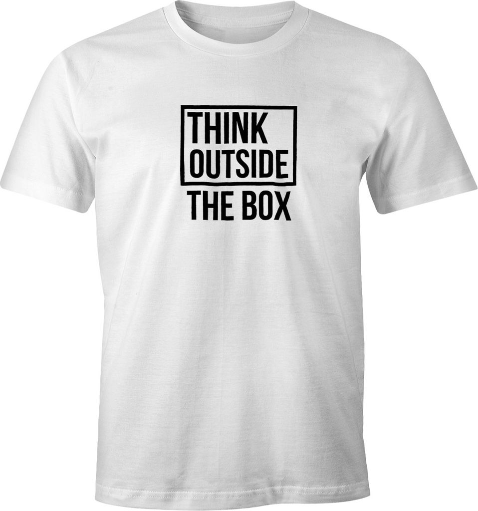 Herren T-Shirt Think Outside the Box FunShirt Moonworks weiß 4XL