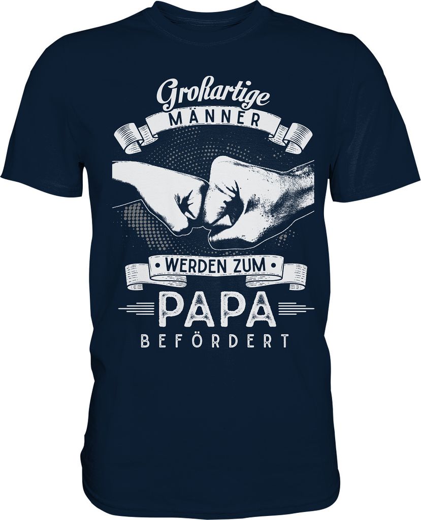Großartige Männer werden zum Papa befördert T-Shirt – Navy Produktbild 