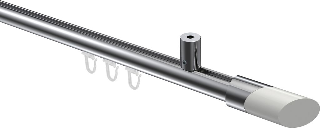Interdeco Innenlaufstange / Gardinenstange mit Innenlauf Chrom, Typ Sonius Verano (Schräge Bicolor) Deckenmontage, 20 mm Ø 1-läufig, 120 cm