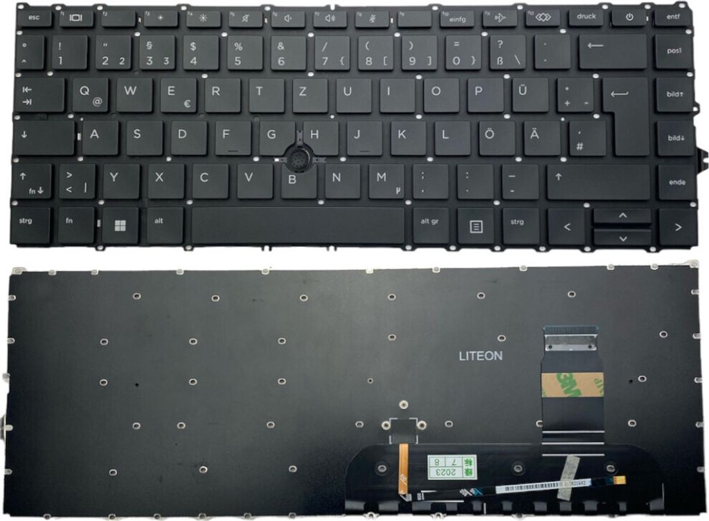 Trade-Shop Original Laptop Notebook Tastatur Deutsch QWERTZ Schwarz mit Backlit Trackpoint kompatibel mit HP EliteBook 745 G7 G8, 840 G7 G8, 845 G7 G8